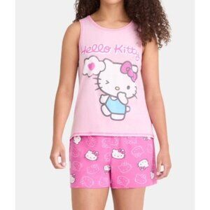 New Hello Kitty Women’s Pajama Set 2X (18/20) Pink Tank Top & Shorts Sleepwear